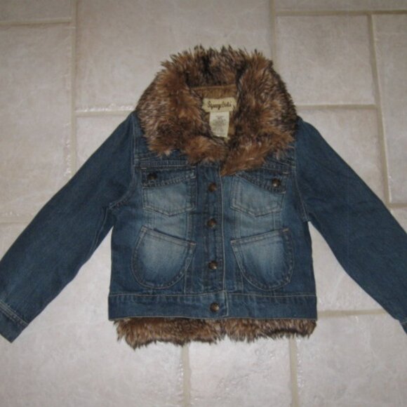 SQUEEZE GIRL'S SZ 5 DENIM JEAN JACKET W/ REMOVABLE FAUX FUR COLLAR  QUILTED VEST - Picture 9 of 15
